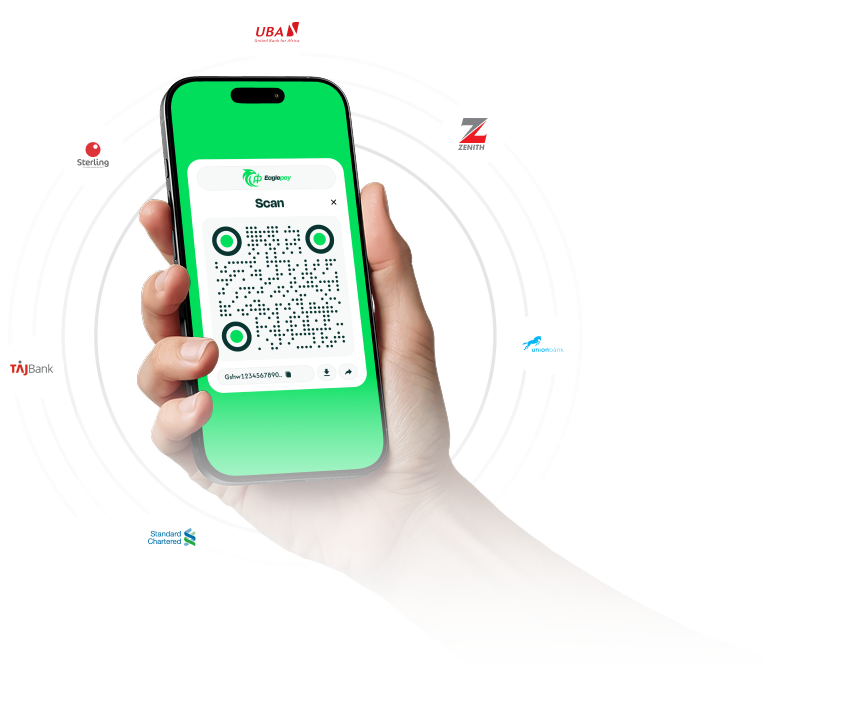 Hand holding phone with QR code